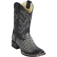 Men's Grey Caiman Cowboy Boots: Genuine Leather Dress Western Boots by Los Altos