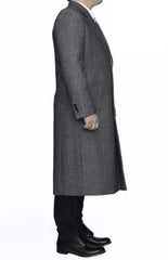 Men's Grey Herringbone Overcoat - Full Length Top Coat