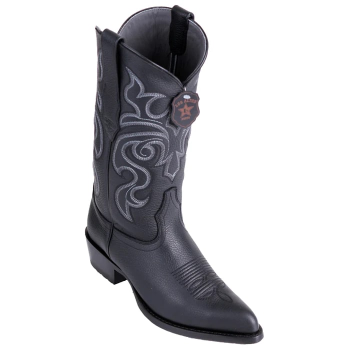 Men's Black Leather J Toe Cowboy Boots - Los Altos Western Dress Boots - Affordable & Stylish