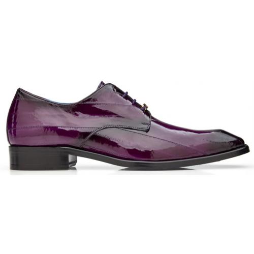 Genuine Eel Skin Loafers - Men's Purple Belvedere Italo Antique Dress Shoes