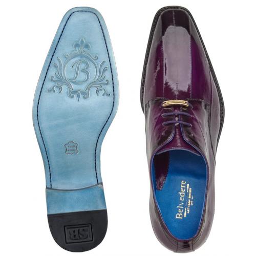 Genuine Eel Skin Loafers - Men's Purple Belvedere Italo Antique Dress Shoes