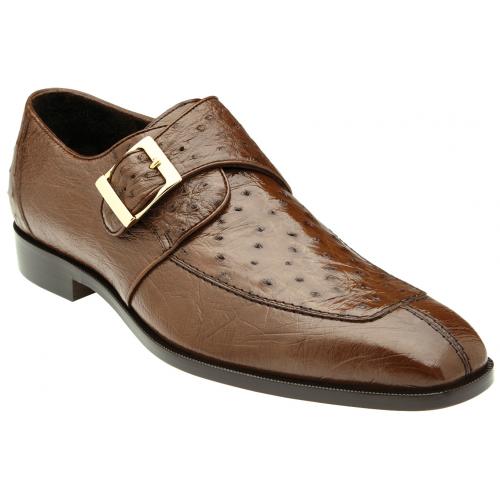 Men's Genuine Ostrich Leather Monk Strap Loafers - Belvedere Josh Brown Designer Shoes