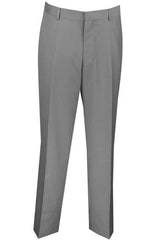 Men's Slim Fit Dress Pants - Wool Blend Flat Front Slacks - Gray