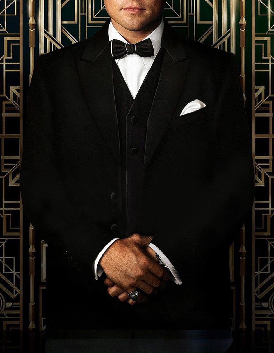 Men's 1920s Gatsby Tuxedo Vest | Black Leonardo DiCaprio Style Formal Suit Vest