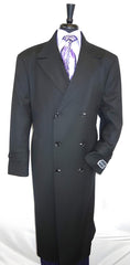 Men's Black Double Breasted Overcoat - Wool Blend Winter Coat