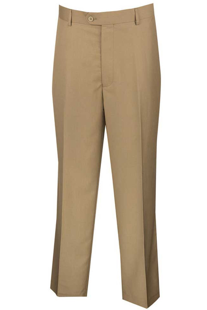 Men's Khaki Dress Pants: Modern Fit Flat Front Slacks