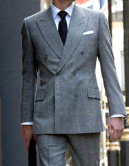 Men's Grey Double Breasted Suit: Classic Kingsman Style Wool Blend Formal Suit