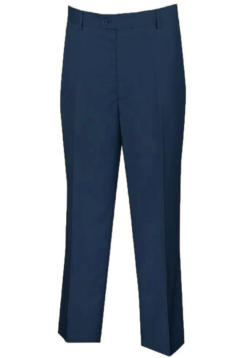 Men's Navy Dress Pants - Modern Fit Flat Front Slacks for Work & Formal Events