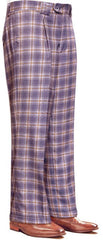 Men's Wide Leg Wool Pants: Lavender Plaid Statement Trousers