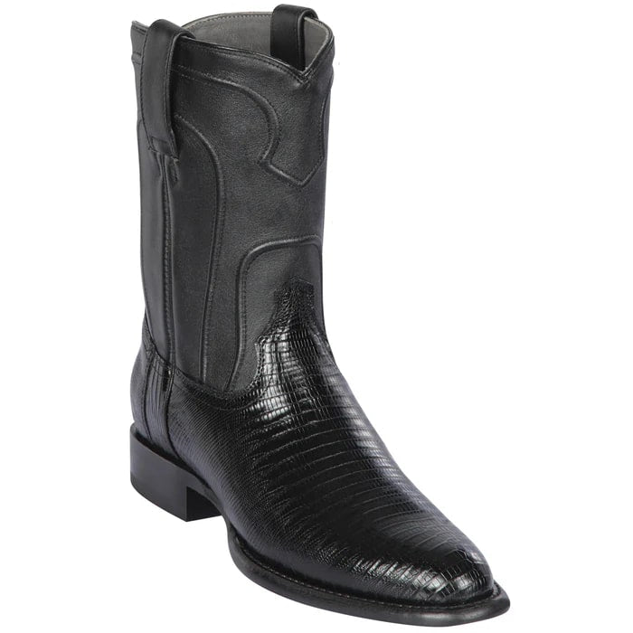 Men's Black Lizard Print Cowboy Boots - Los Altos Roper Western Dress Boots