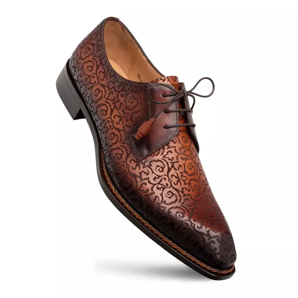 Mezlan Lontani Men's Cognac Brogue Derby Leather Dress Shoes