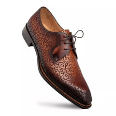 Mezlan Lontani Men's Cognac Brogue Derby Leather Dress Shoes