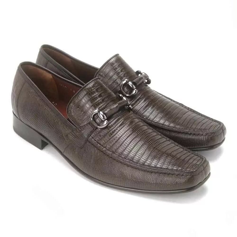 Men's Brown Teju Lizard Leather Slip-On Loafers - Los Altos