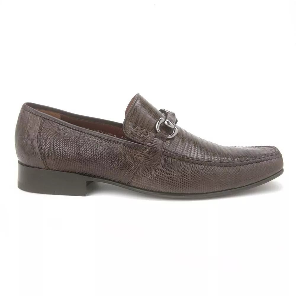 Men's Brown Teju Lizard Leather Slip-On Loafers - Los Altos