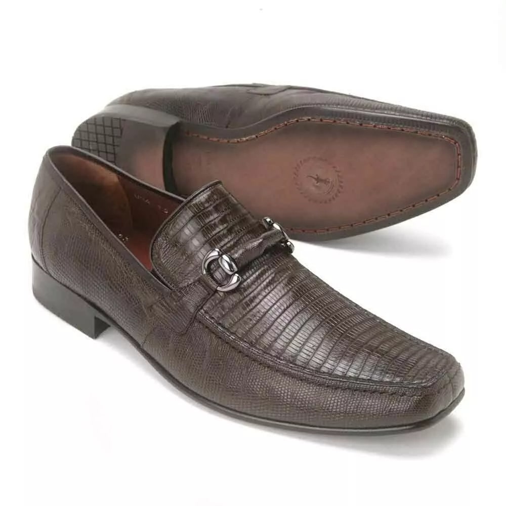 Men's Brown Teju Lizard Leather Slip-On Loafers - Los Altos