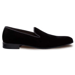 Mezlan Men's Black Velvet Loafers - Luxury Slip-On Dress Shoes