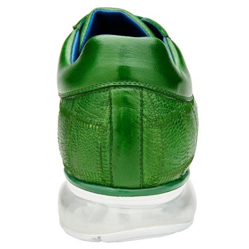 Genuine Ostrich Leg Sneakers: Green Belvedere Magnus Casual Shoes