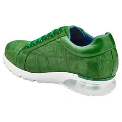 Genuine Ostrich Leg Sneakers: Green Belvedere Magnus Casual Shoes