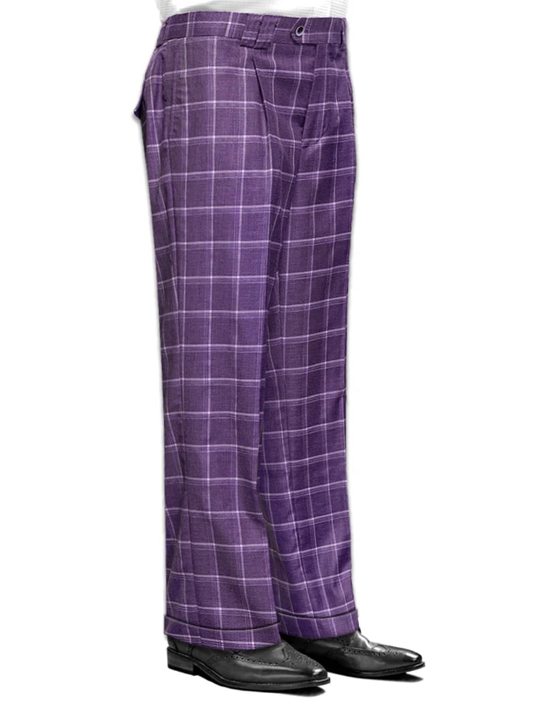 Women's Wide Leg Plaid Pants - Mauve - High Waisted Trousers - Fall Fashion