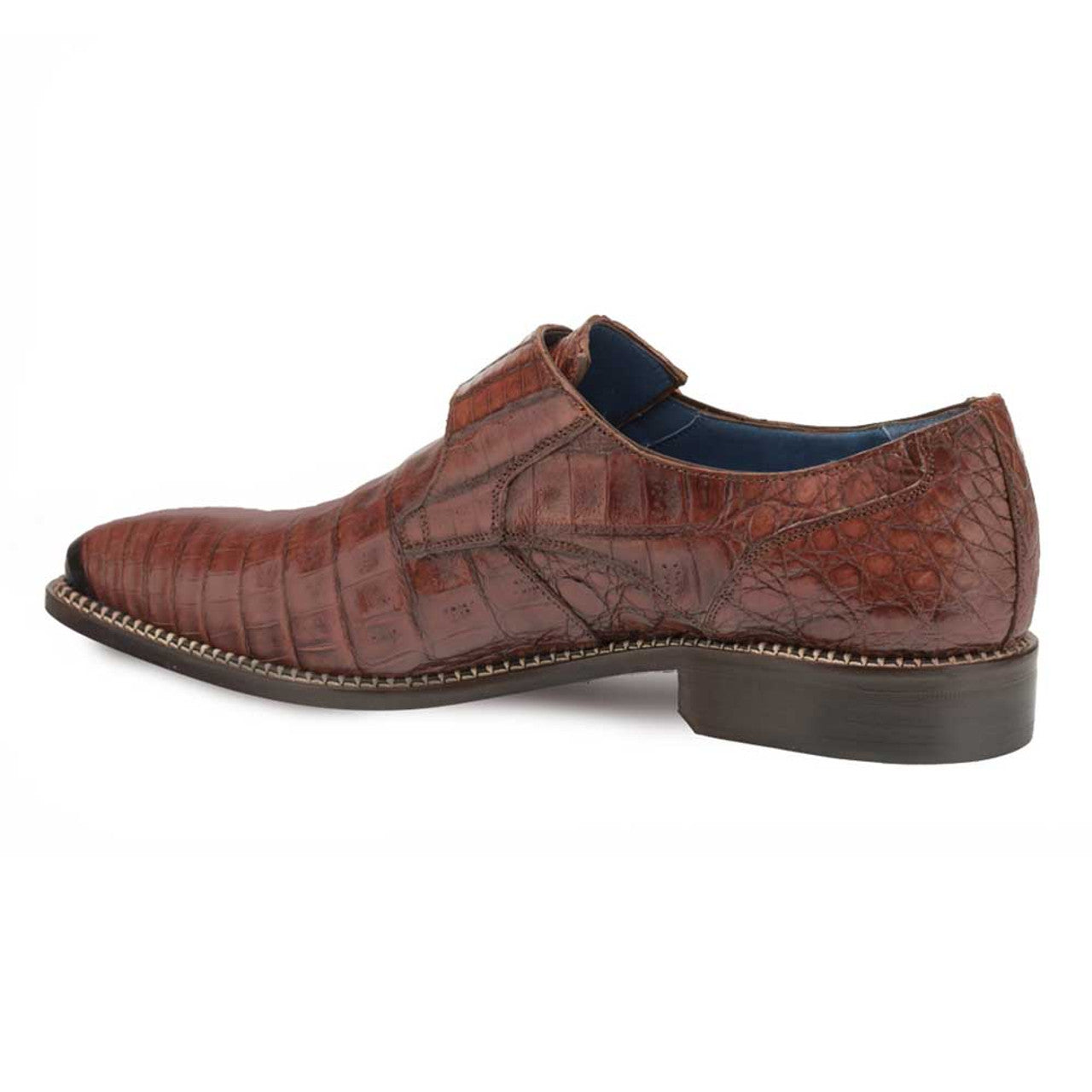 Mezlan Magnus Men's Crocodile Monk Strap Loafers - Genuine Crocodile Leather Slip-On Dress Shoes