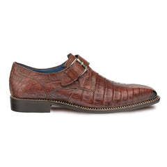 Mezlan Magnus Men's Crocodile Monk Strap Loafers - Genuine Crocodile Leather Slip-On Dress Shoes