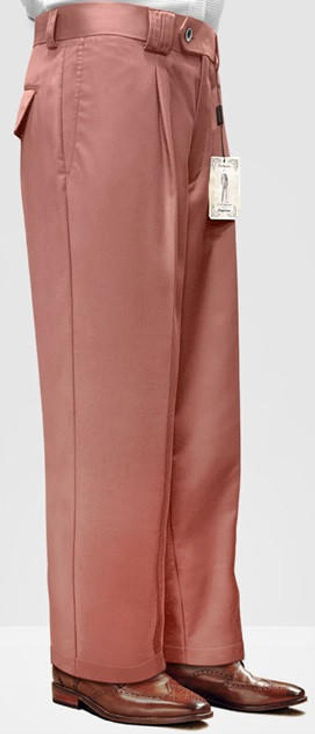 Men's Mauve Wide Leg Wool Pants: Relaxed Fit Baggy Trousers