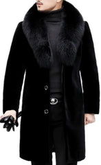 Men's Black Faux Fur Coat - Long, Luxurious & Warm Winter Jacket