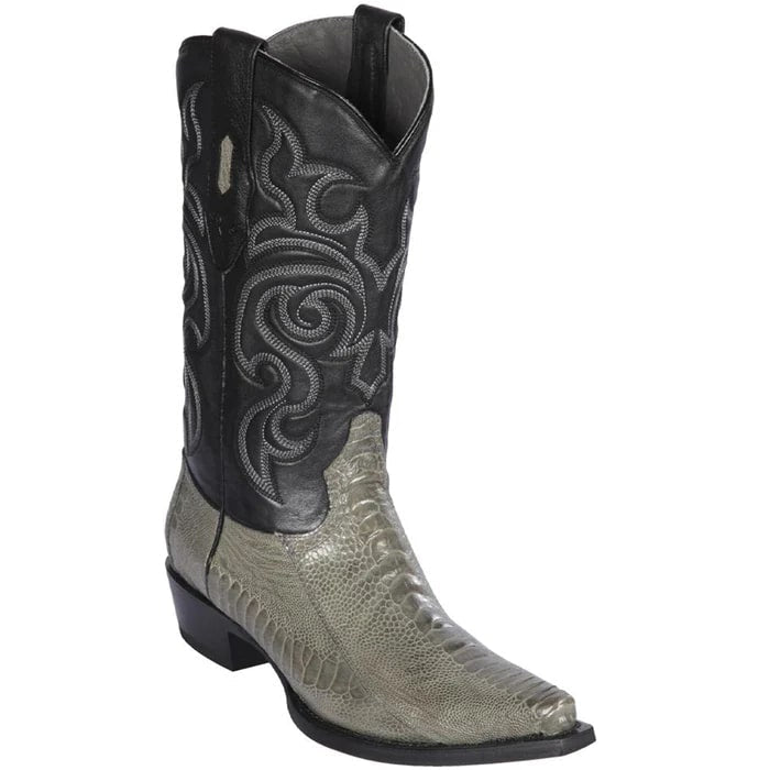 Men's Grey Ostrich Leg Cowboy Boots: Los Altos Dress Western Boots