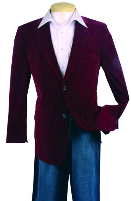 Men's Wine Velvet Sport Coat Blazer Jacket