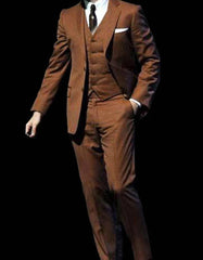 Men's Cognac Slim Fit Suit Vest - Ryan Gosling La La Land Style