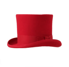 Red Men's Formal Top Hat - Wool Felt Dress Hat for Weddings, Proms & Special Occasions