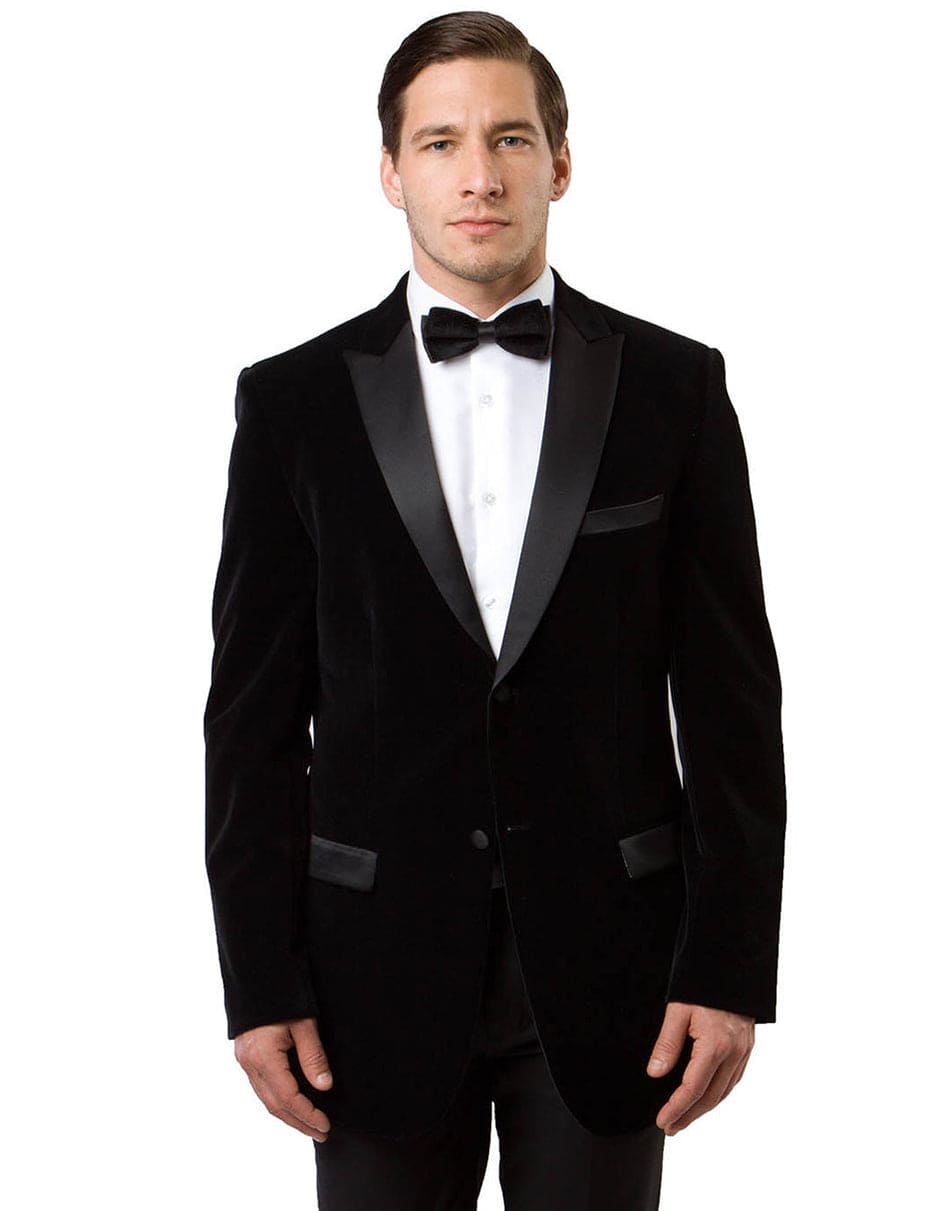 Black Velvet Tuxedo Jacket for Men - Slim Fit Peak Lapel Dinner Party Wedding Prom