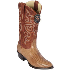 Men's Cognac Lizard Print Cowboy Boots - Round Toe Western Dress Boots