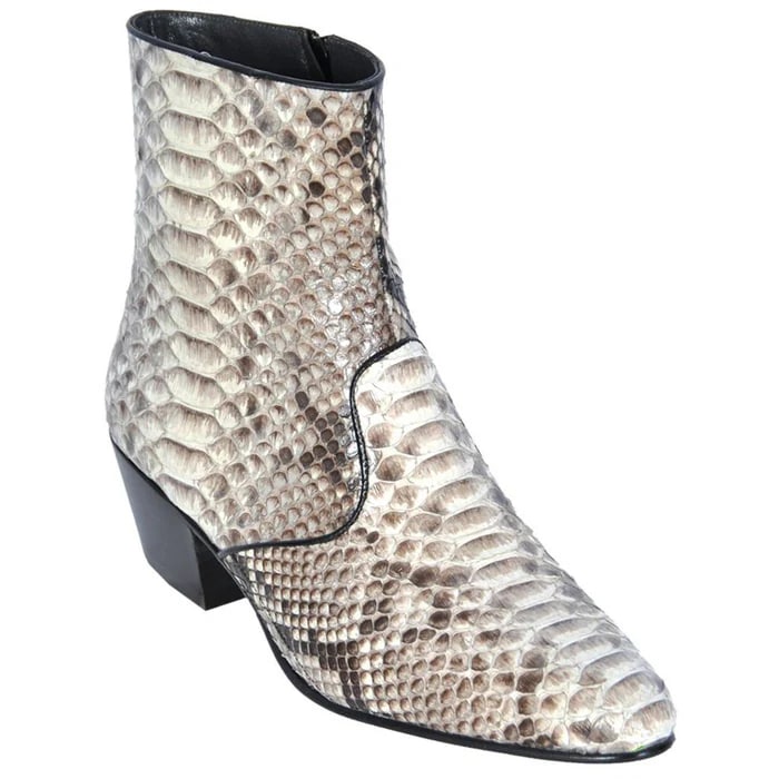 Men's Genuine Python Cowboy Boots: Natural Snakeskin Ankle Boots (Los Altos)