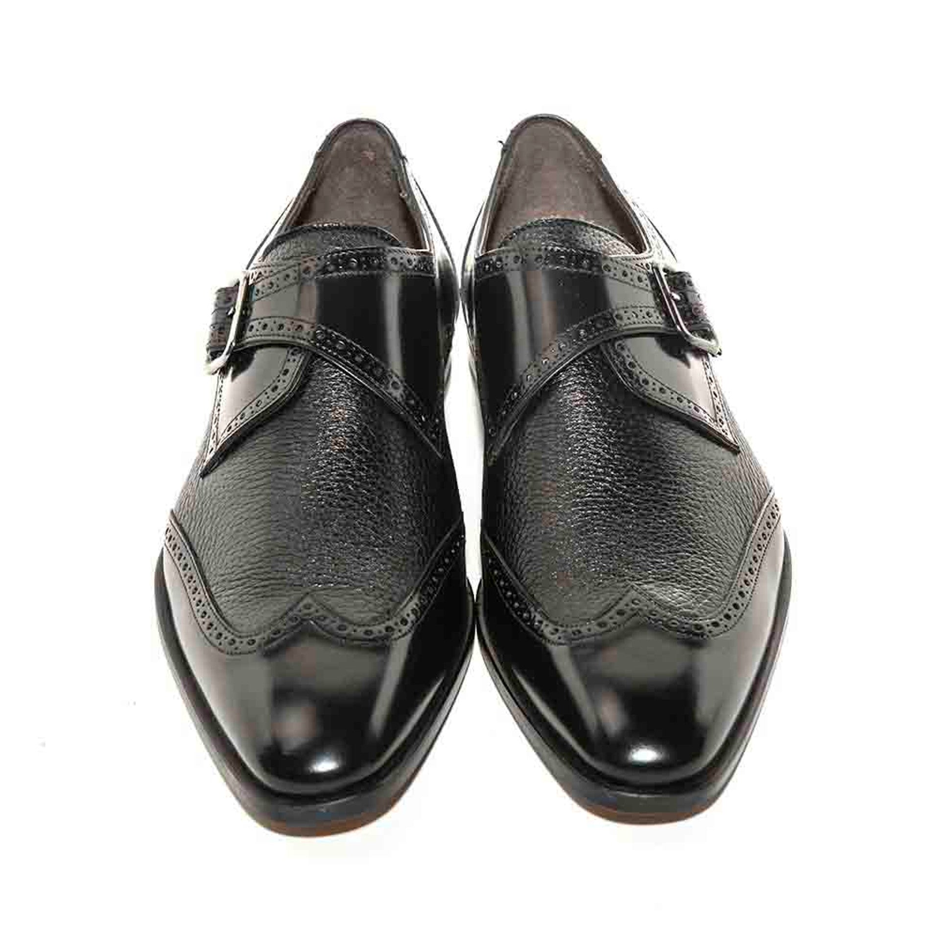 Black Deerskin Monk Strap Shoes for Men - Senator by Mezlan