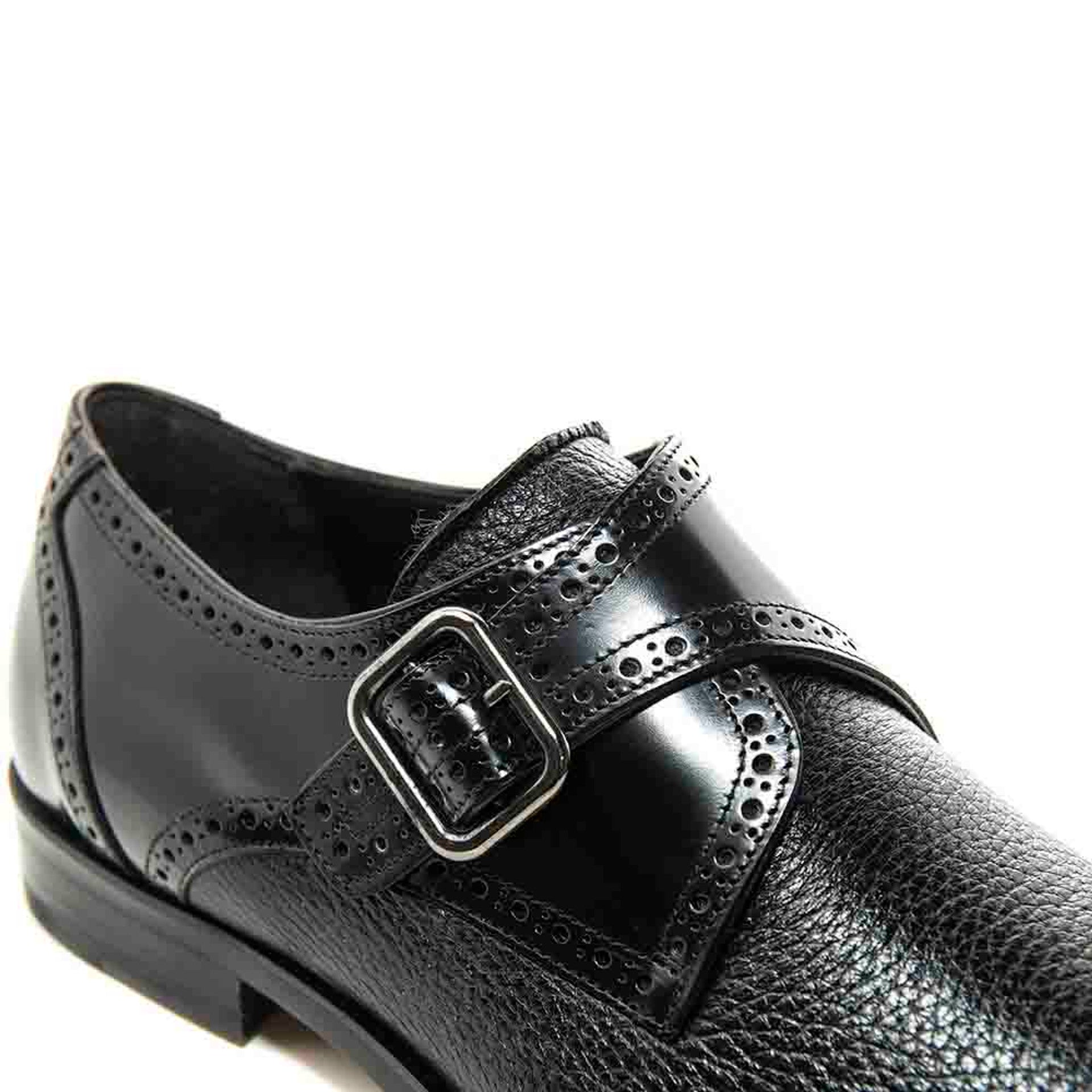 Black Deerskin Monk Strap Shoes for Men - Senator by Mezlan