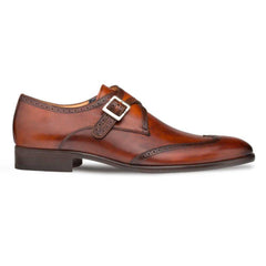 Mezlan Men's Cognac Leather Monk Strap Shoes - Wingtip Dress Shoes