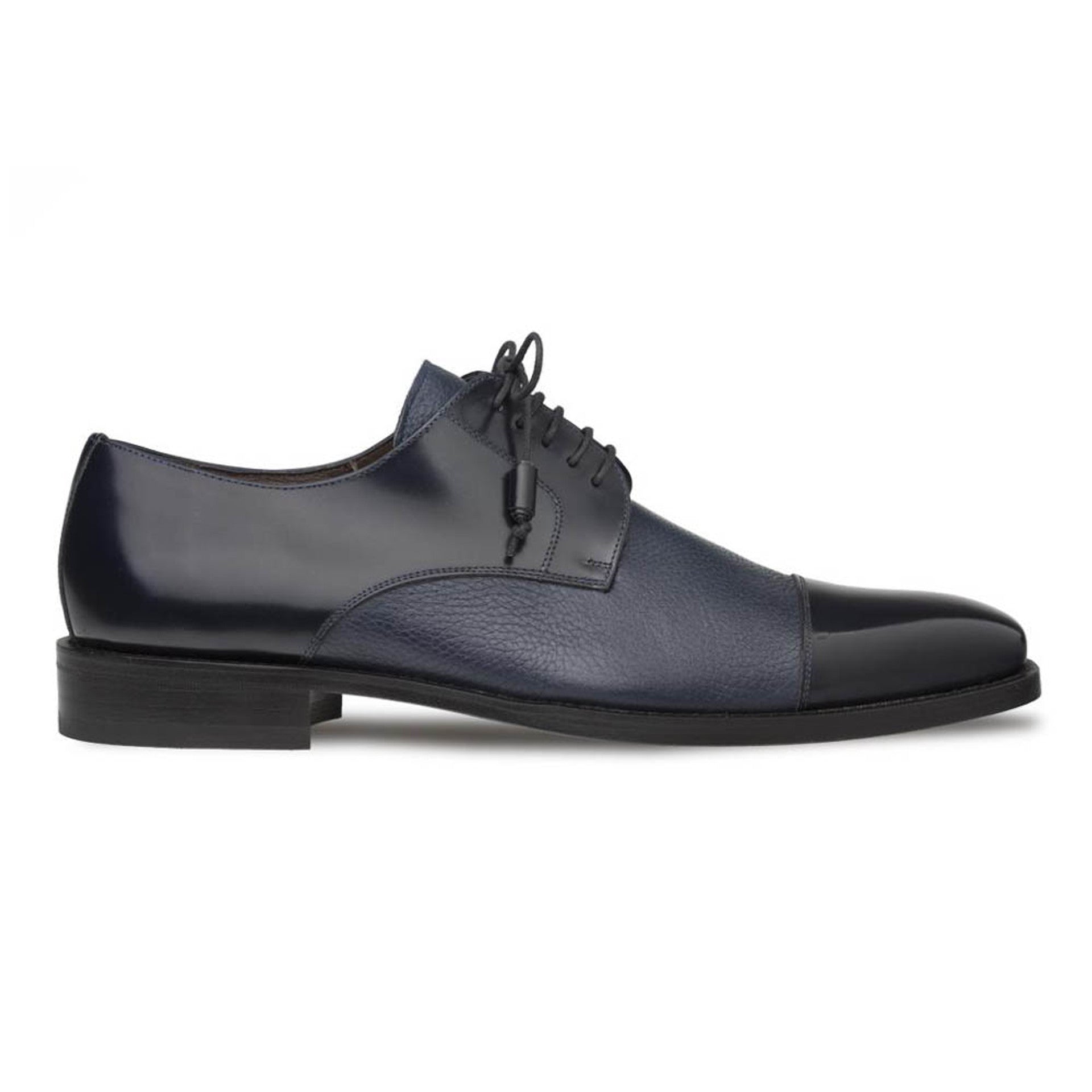 Mezlan Men's Soka Navy Blue Leather Dress Shoes - Deerskin & Calfskin Lace-Ups