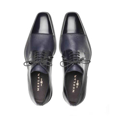 Mezlan Men's Soka Navy Blue Leather Dress Shoes - Deerskin & Calfskin Lace-Ups