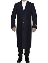 Women's Navy Wool Coat | Long Winter Dress Coat | Ankle-Length Overcoat