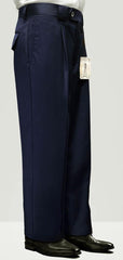 Men's Navy Wide Leg Wool Trousers