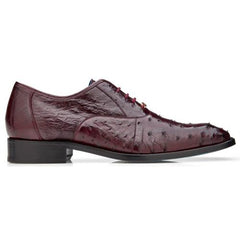 Genuine Ostrich Quill Dress Shoes Men's Burgundy Leather Formal Belvedere Orlando Antique