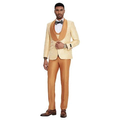 Tazzio Orange Prom Tuxedo Suit 2024 - Slim Fit Double-Breasted Vest