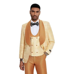 Tazzio Orange Prom Tuxedo Suit 2024 - Slim Fit Double-Breasted Vest