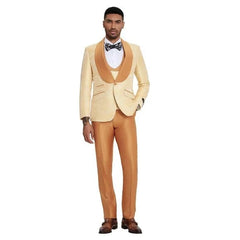 Tazzio Orange Prom Tuxedo Suit 2024 - Slim Fit Double-Breasted Vest