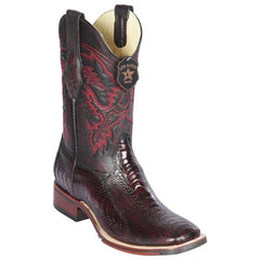 Men's Black Cherry Ostrich Leg Cowboy Boots: Square Toe Western Dress Boots