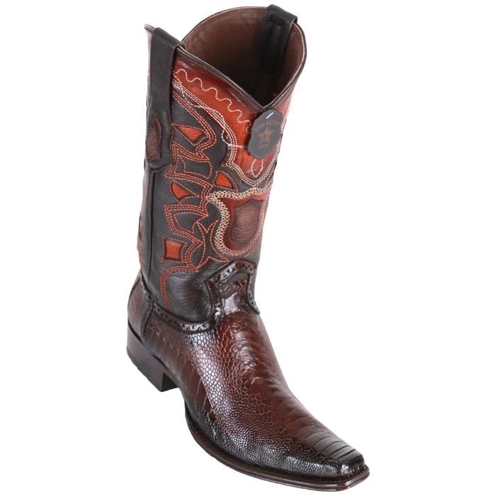 Men's Brown Ostrich Leg Cowboy Boots: Square Toe Western Dress Boots by Los Altos