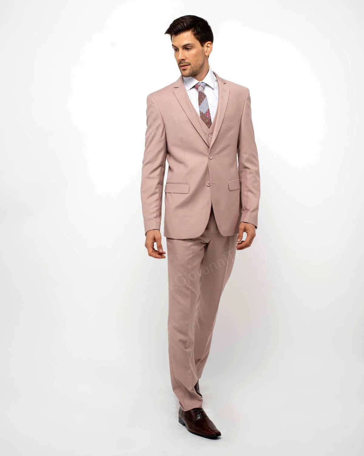 Men's Mauve Wedding Suit - Slim Fit Blush Notch Lapel Tuxedo