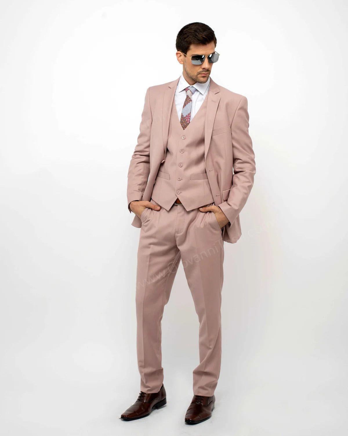 Men's Mauve Wedding Suit - Slim Fit Blush Notch Lapel Tuxedo