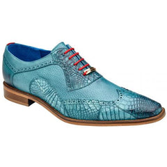 Men's Genuine Alligator Wingtip Oxford Dress Shoes: Belvedere Roberto Antique Aqua